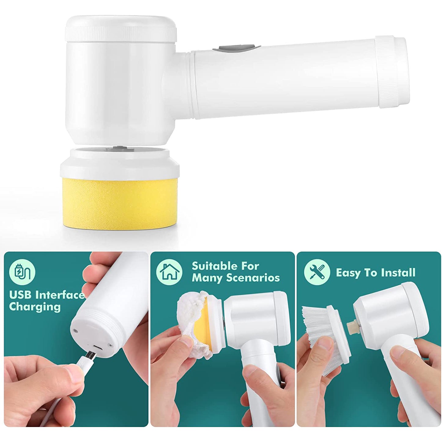 Brosse Électrique Rotative Professionnelle Rechargeable – Nettoyage Puissant et Sans Effort